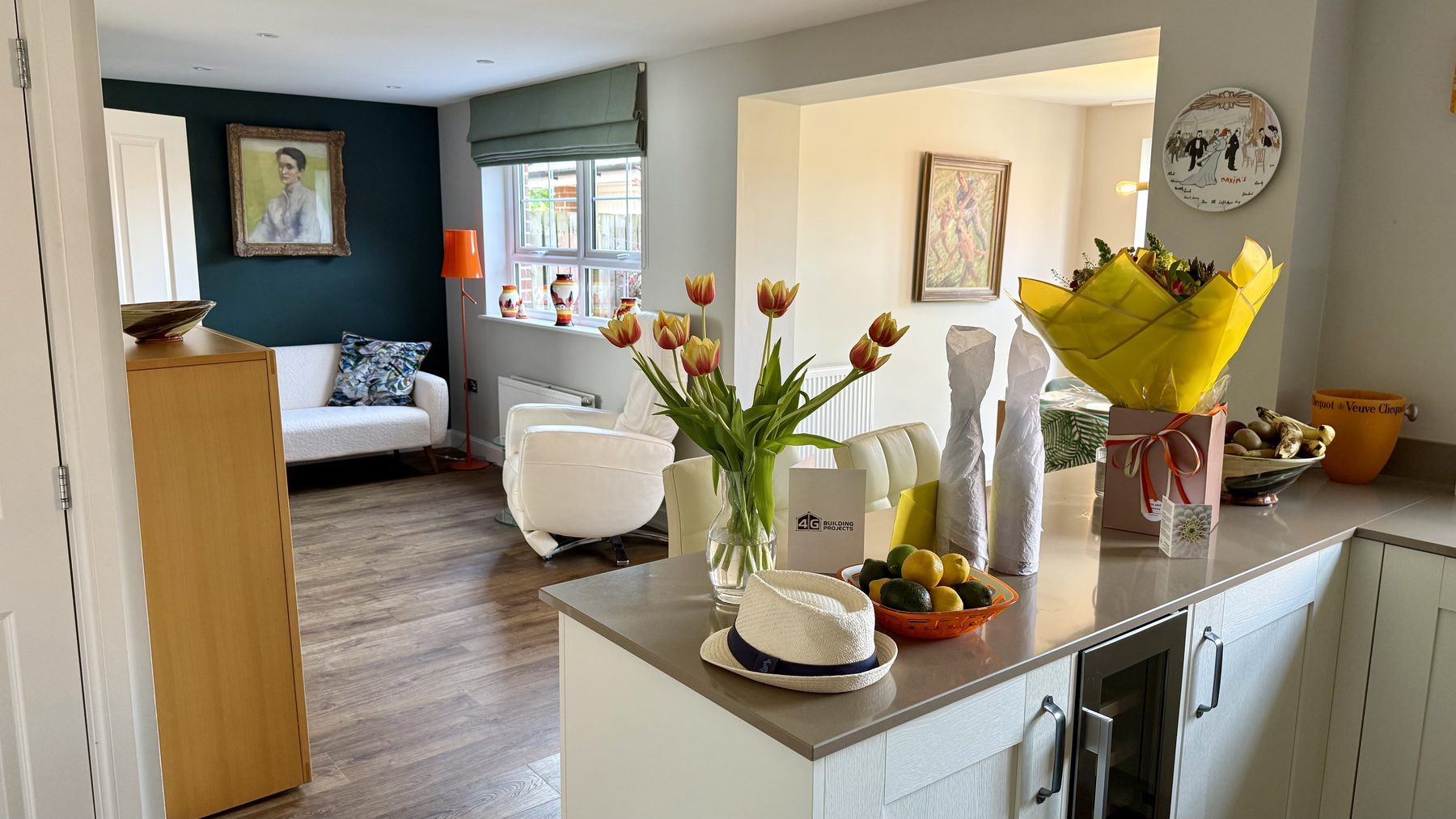 Open-plan kitchen and living space inside a completed Harrogate house extension